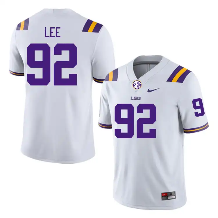 Men's LSU Tigers Jalen Lee #92 White NCAA Football Jersey